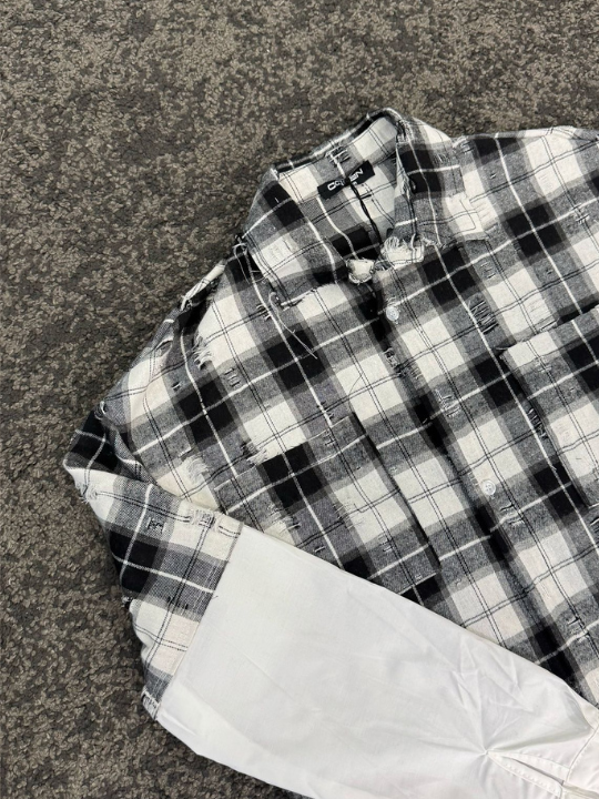CAMICIA CON EFFETTO DOPPIO STRATO NERA