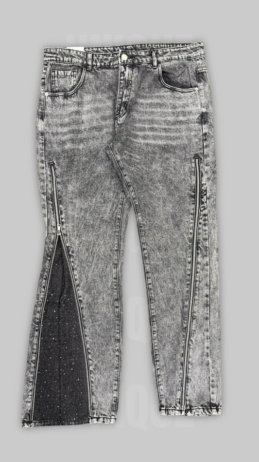 JEANS ZIP DIAMOND GRIGI