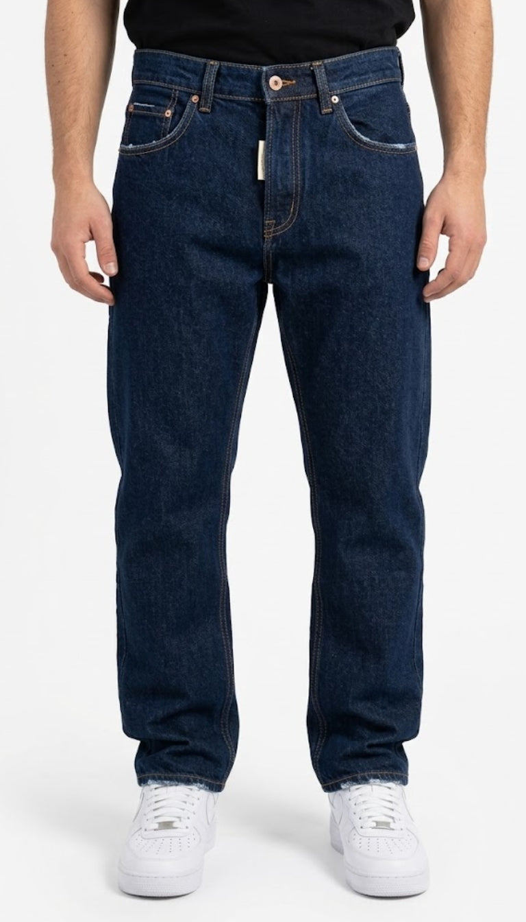 Jeans Blu Scuro Regular Fit con Impunture