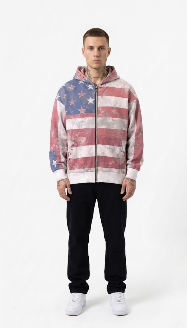 Hoodie "Vintage American Flag"