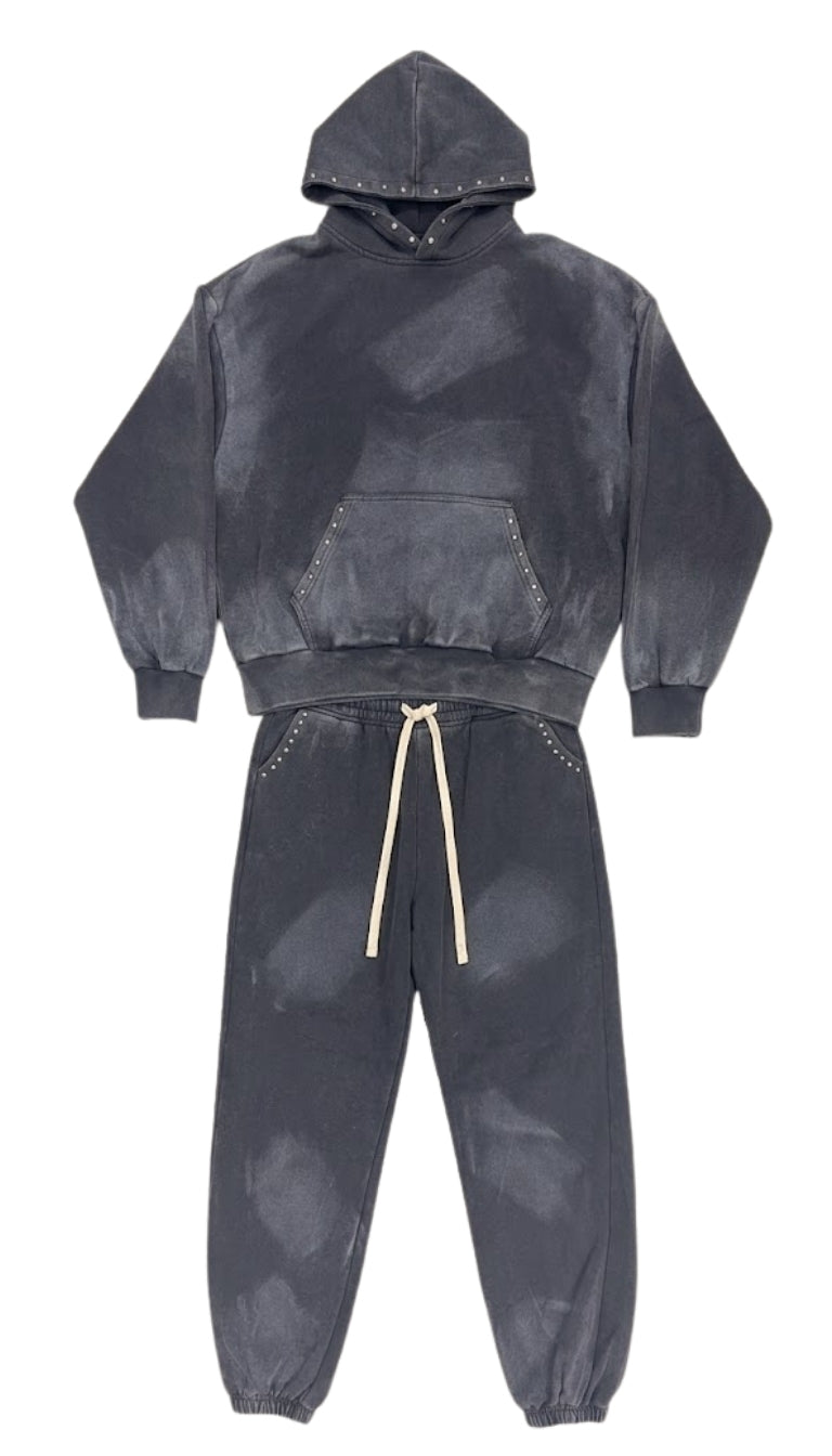 Set Tuta Distressed con Borchie e Effetto Lavato