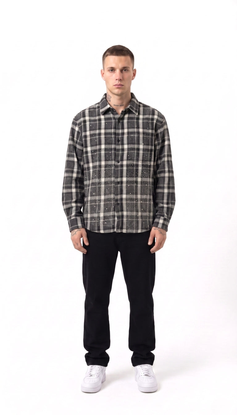 Camicia Flanella Check con Cristalli
