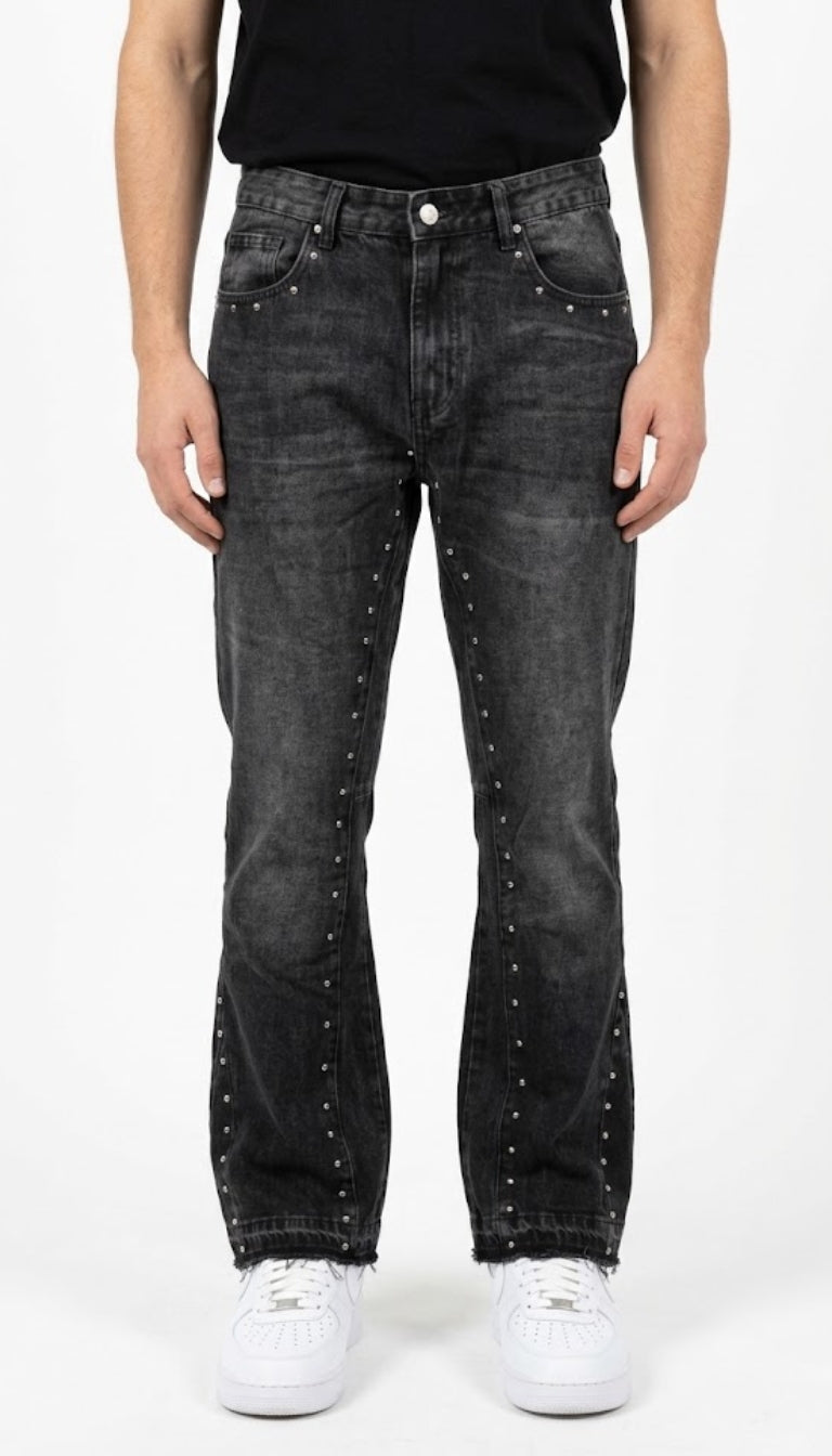 Jeans Effetto Washed con Borchie