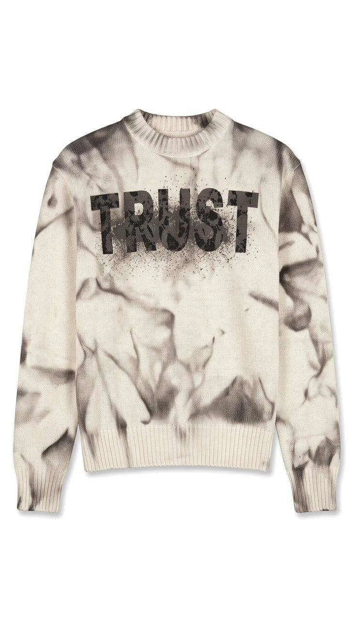 Maglione Girocollo Regular con Grafica Trust Effetto Spray