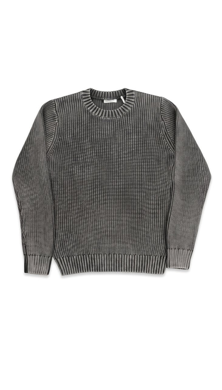 Maglione Girocollo a Coste con Trattamento Lavato