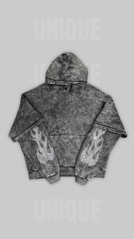 HOODIE STRASS DOUBE FLAME