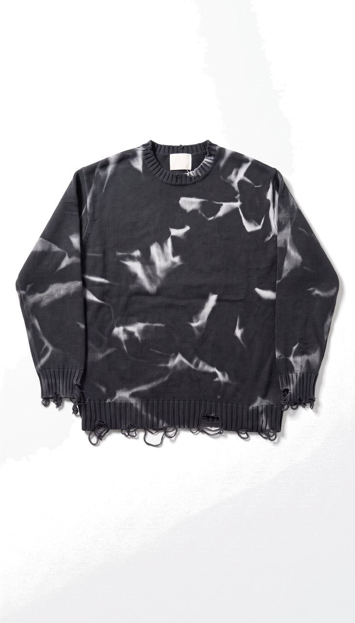 Maglione Girocollo Regular con Sfumature ed Effetto Distressed