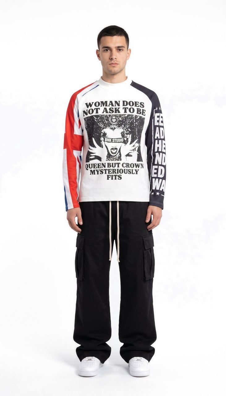 Longsleeve Regular con Grafiche Asimmetriche