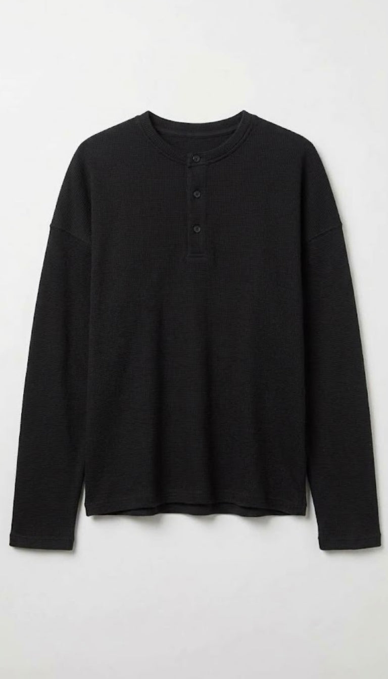 Maglia henley oversize a manica lunga in maglia waffle
