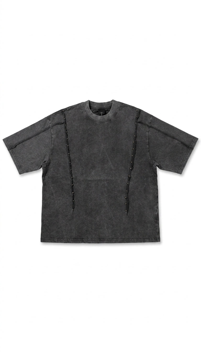 T-shirt Oversize Washed con Borchie Verticali