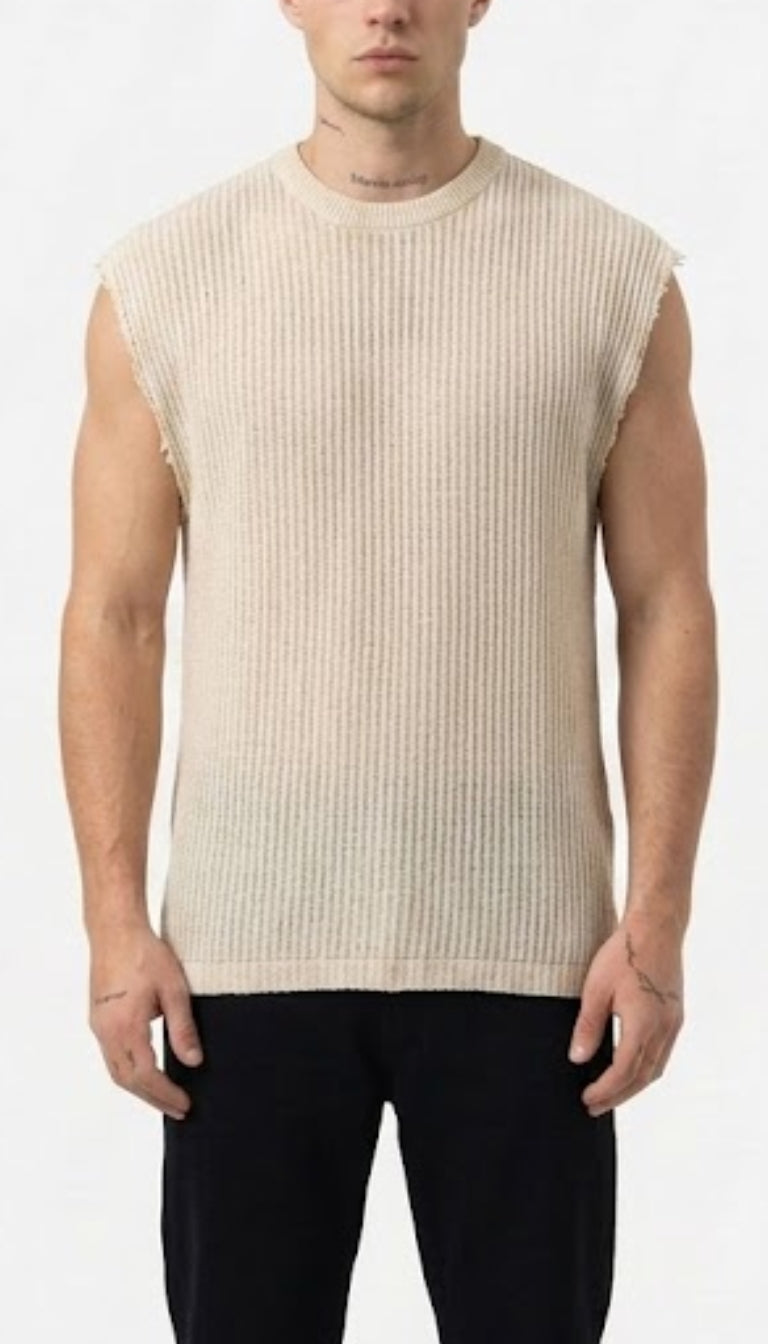 Gilet in Maglia a Coste Fine