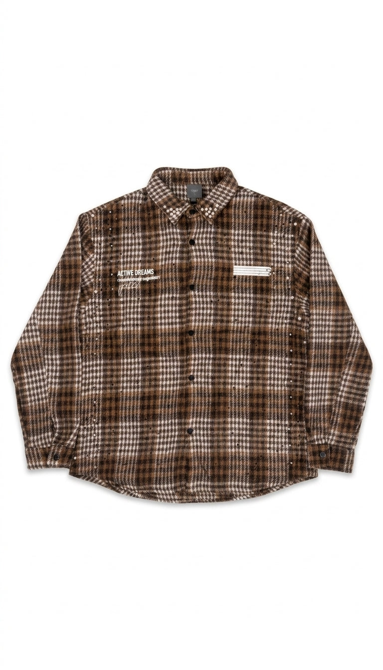Camicia Flanella a Quadri con Strass e Stampa "Perfect"
