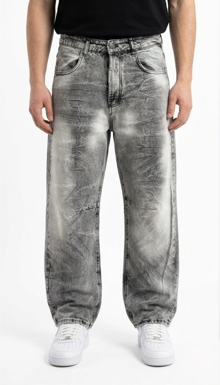 "Concrete" Crinkle Denim