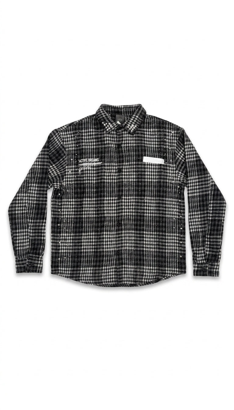 Camicia Flanella a Quadri con Strass e Stampa "Perfect"