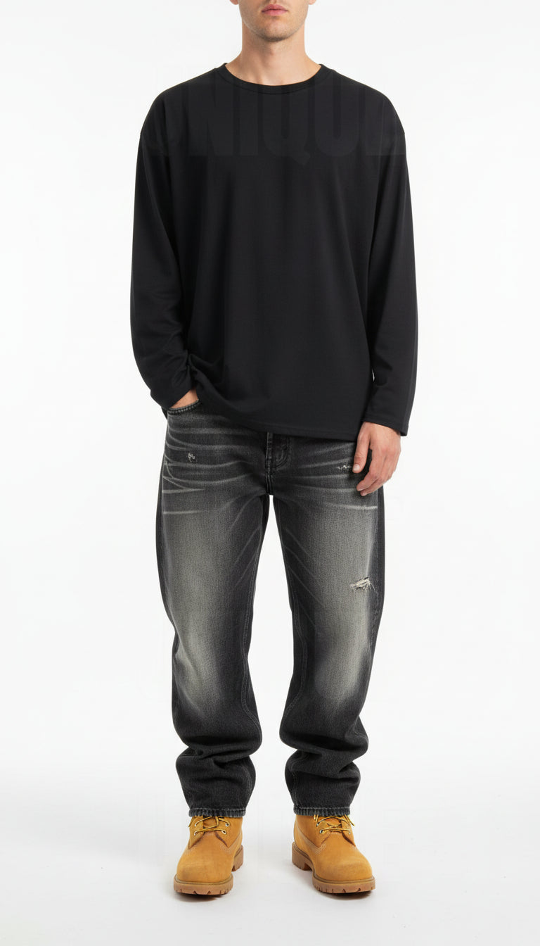 T-Shirt a Maniche Lunghe Basic Con Croce