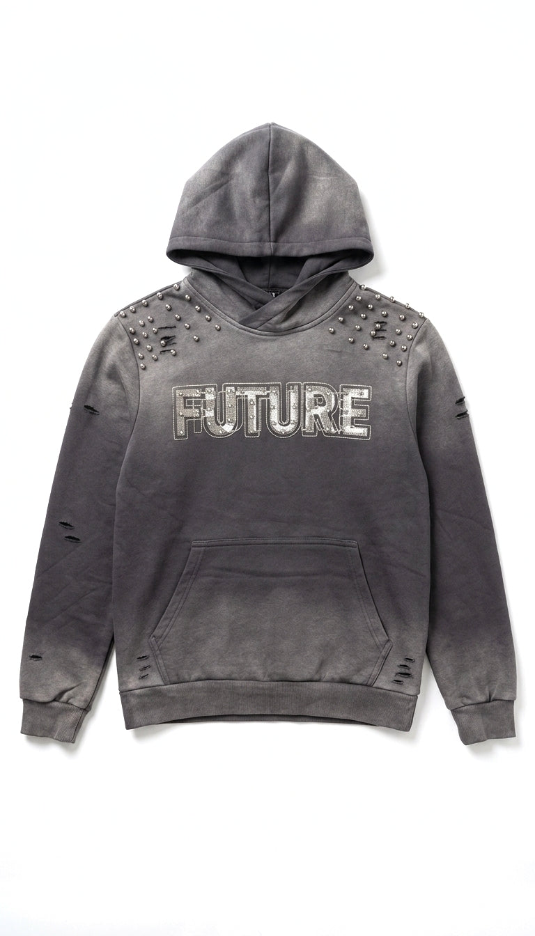 Felpa "Future" con Borchie e Strass