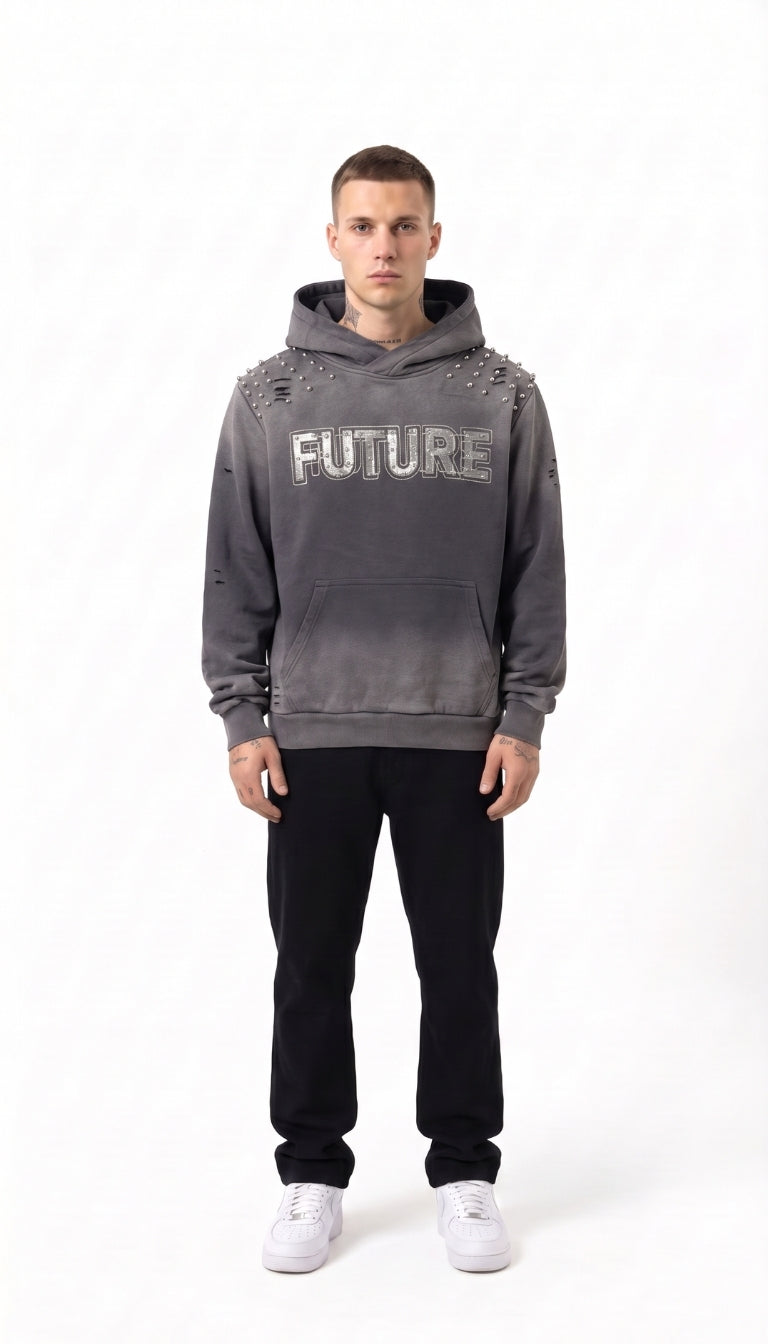 Felpa "Future" con Borchie e Strass