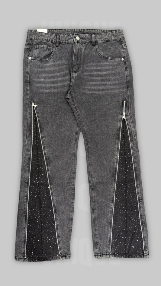JEANS DIAMOND ZIP NERI