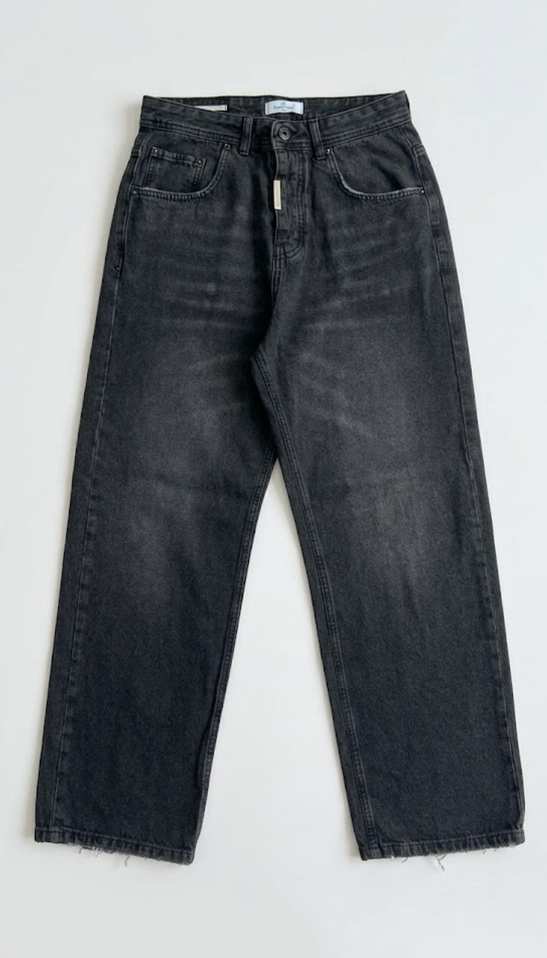 Jeans Wide Leg Nero Lavato