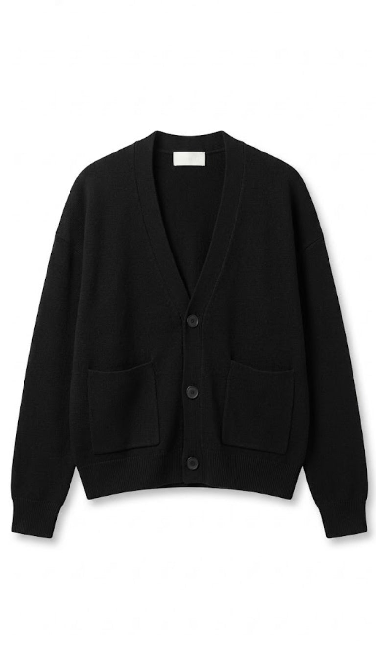 Cardigan oversize in maglia a coste con scollo a V