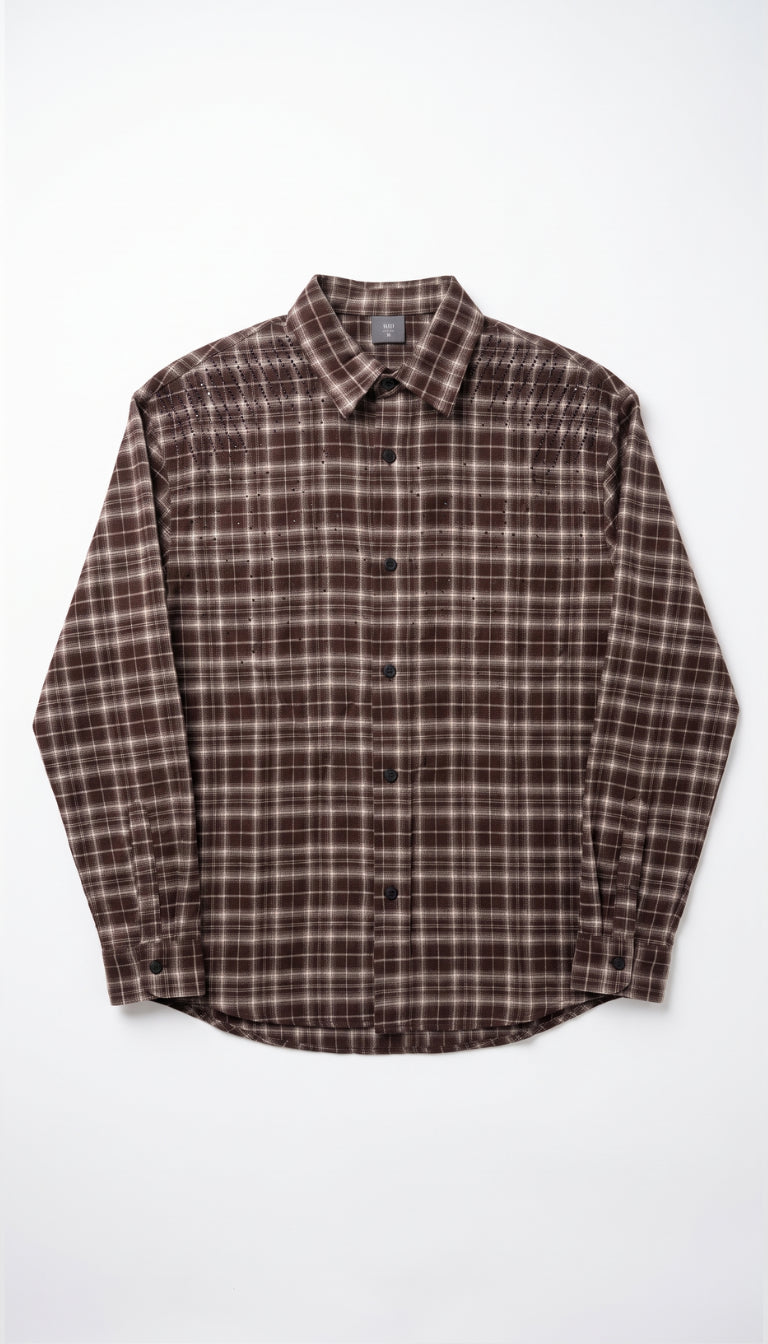 Camicia Check con Strass e Lettering