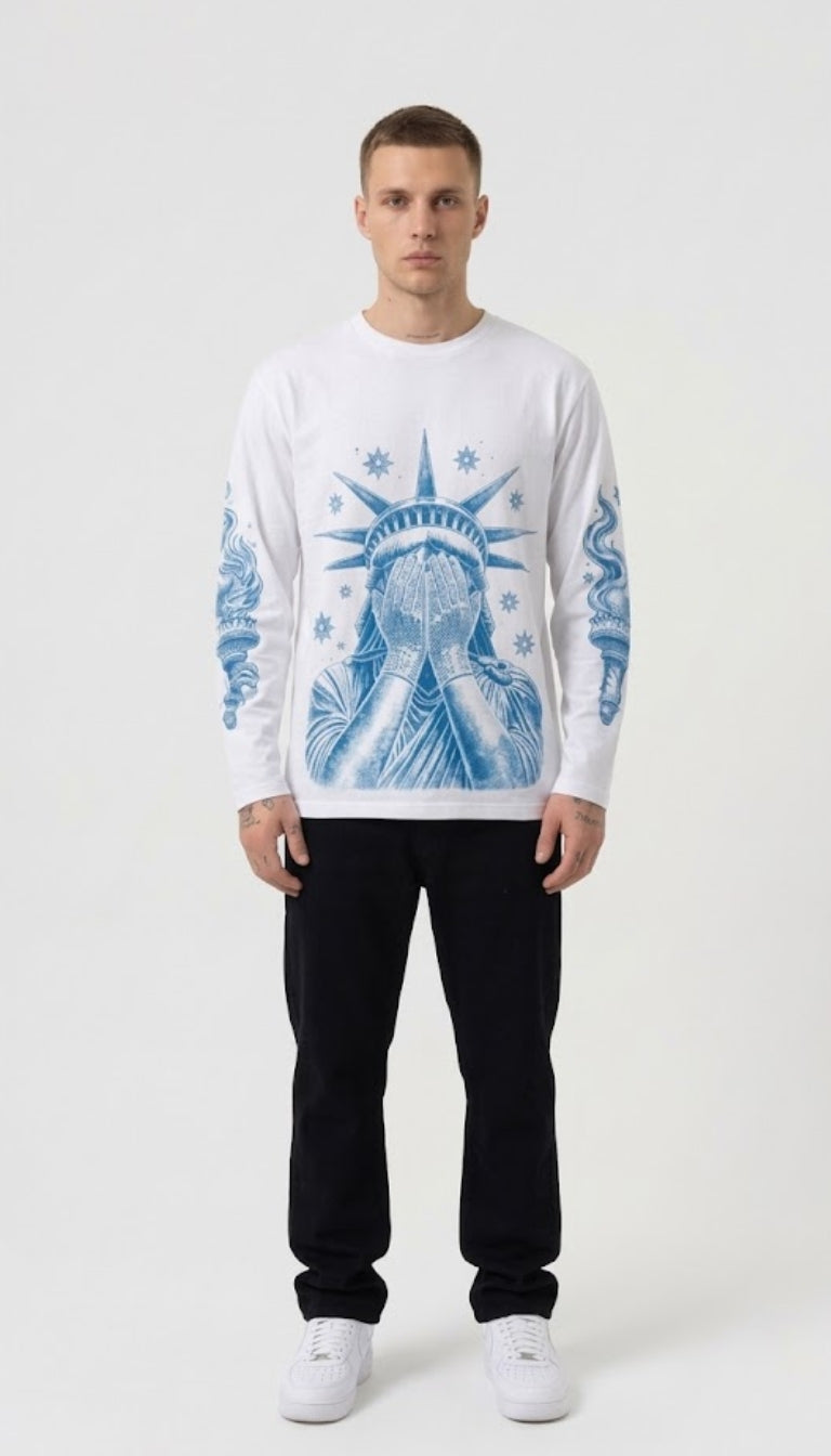 Longsleeve con stampa della Statua della Libertà