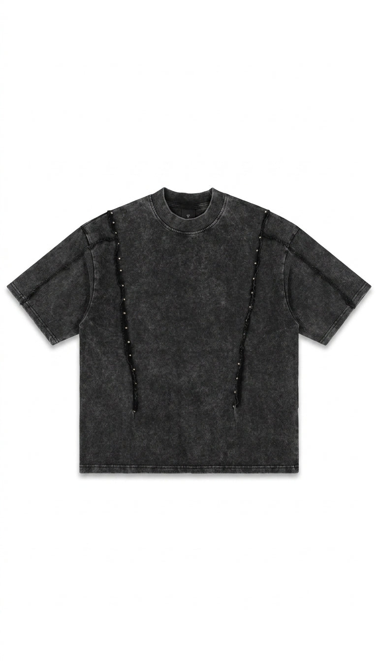 T-shirt Oversize Washed con Borchie Verticali