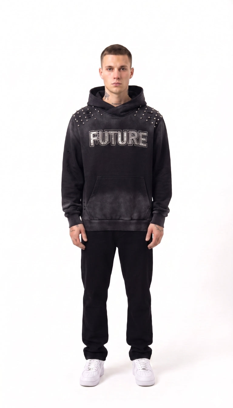 Felpa "Future" con Borchie e Strass