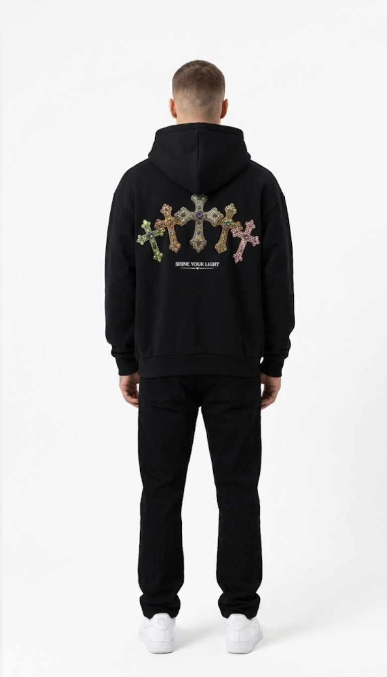 Hoodie motivo a croci gioiello