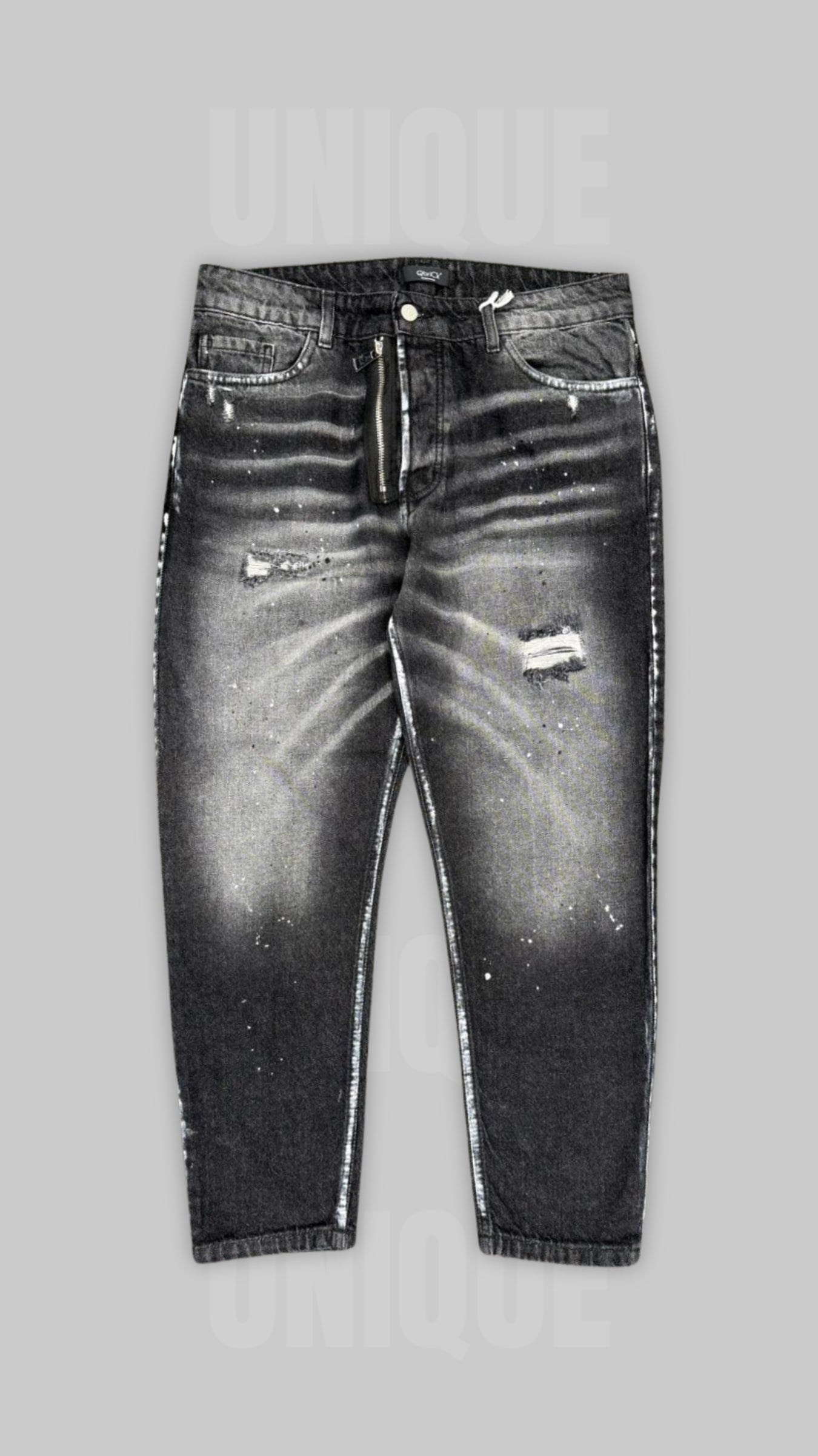 JEANS NERI EFFETTO SBIADITO ZIP