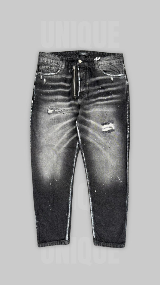 JEANS NERI EFFETTO SBIADITO ZIP