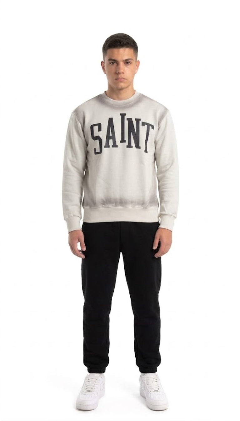 Felpa Girocollo con Maxi Scritta "SAINT"