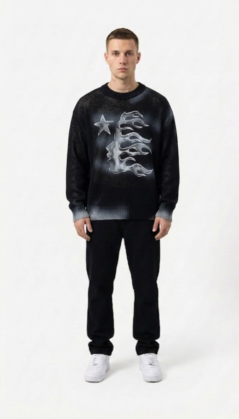 Sweater "Dark Star & Flames"