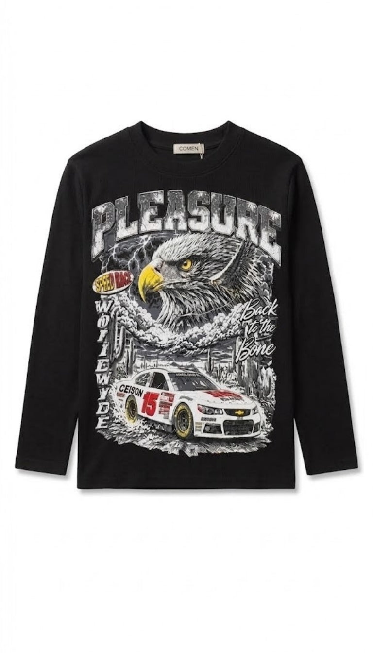 Longsleeve con maxi stampa "Pleasure"